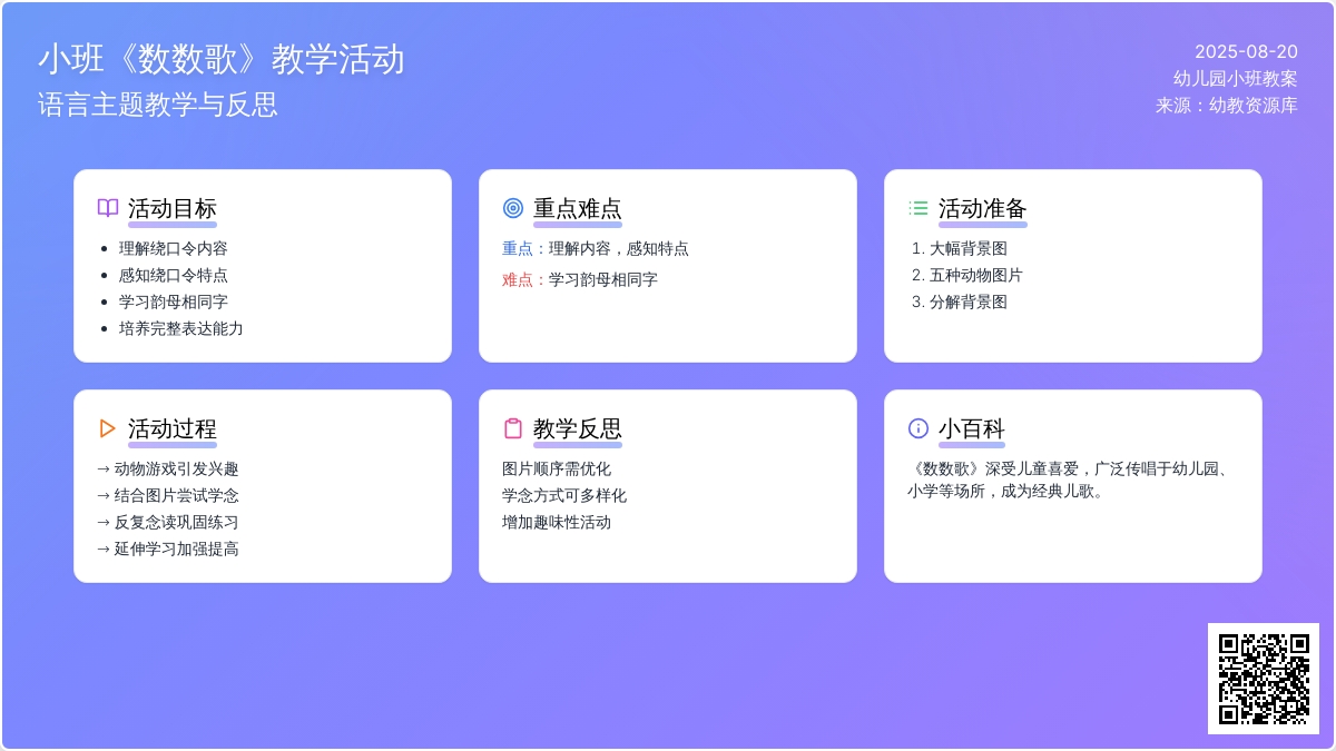 幼儿园小班教案《数数歌》含反思