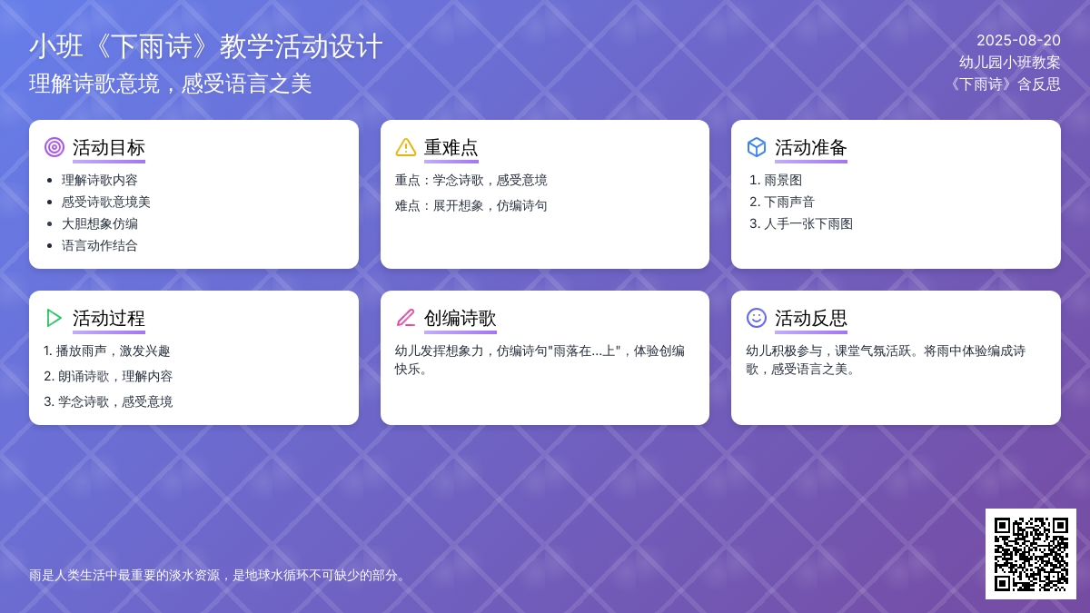 幼儿园小班教案《下雨诗》含反思