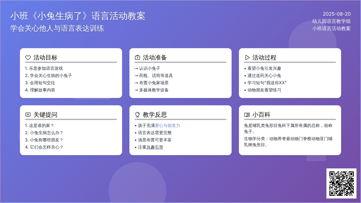 幼儿园小班教案《小兔生病了》含反思