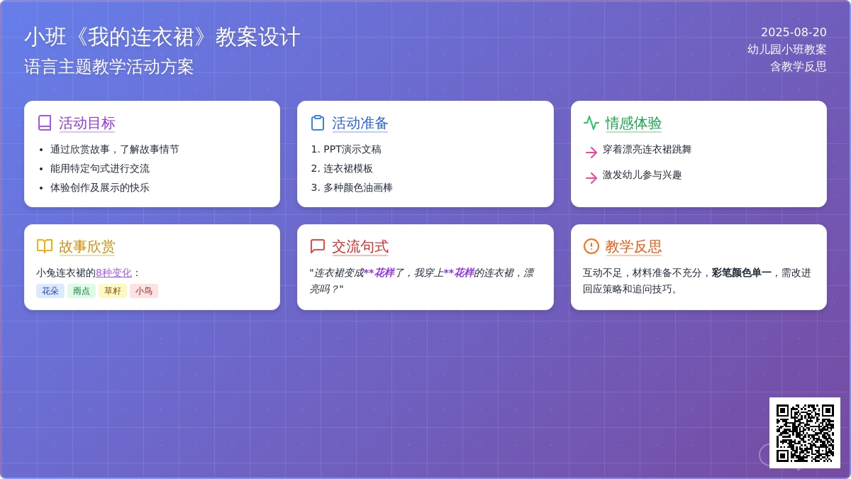 幼儿园小班教案《我的连衣裙》含反思