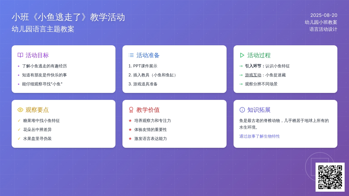 幼儿园小班教案《小鱼逃走了》