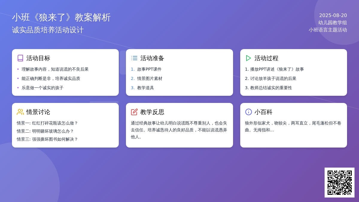 幼儿园小班教案《狼来了》含反思