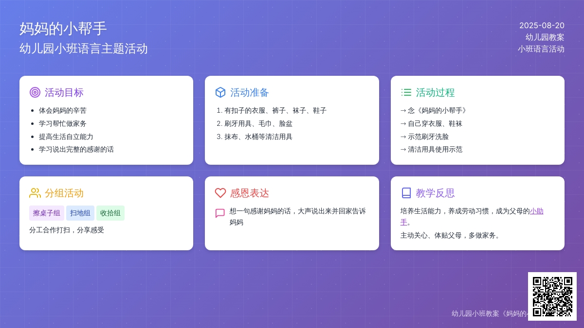 幼儿园小班教案《妈妈的小帮手》含反思