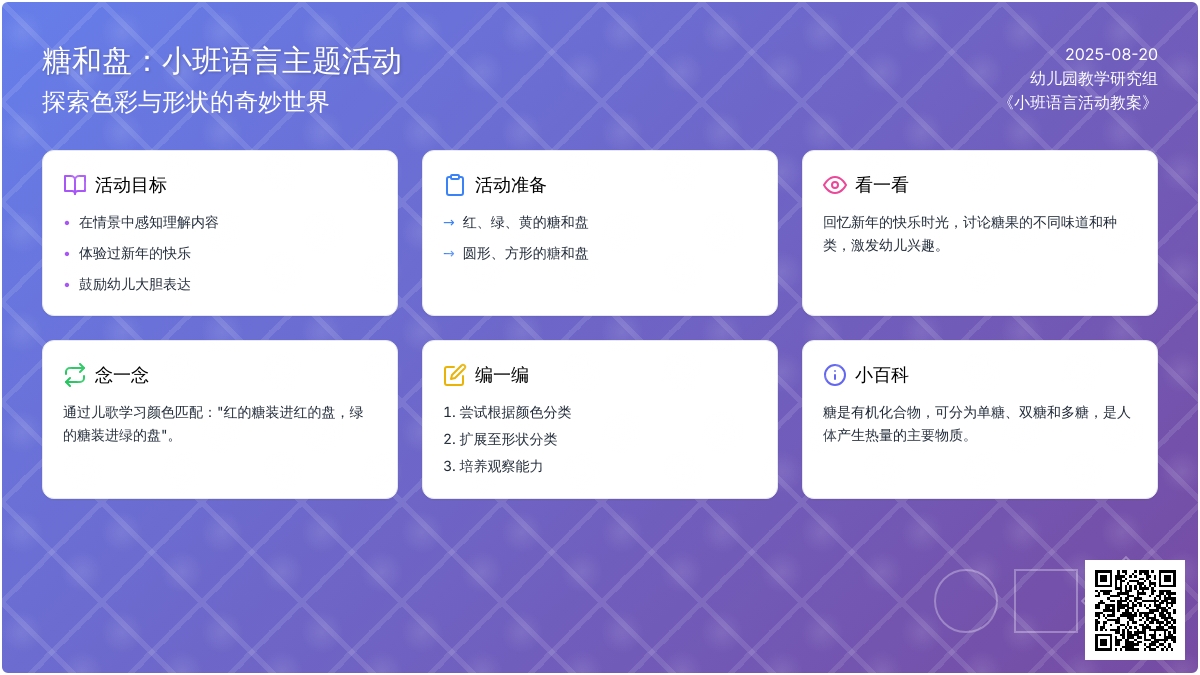 幼儿园小班教案《糖和盘》
