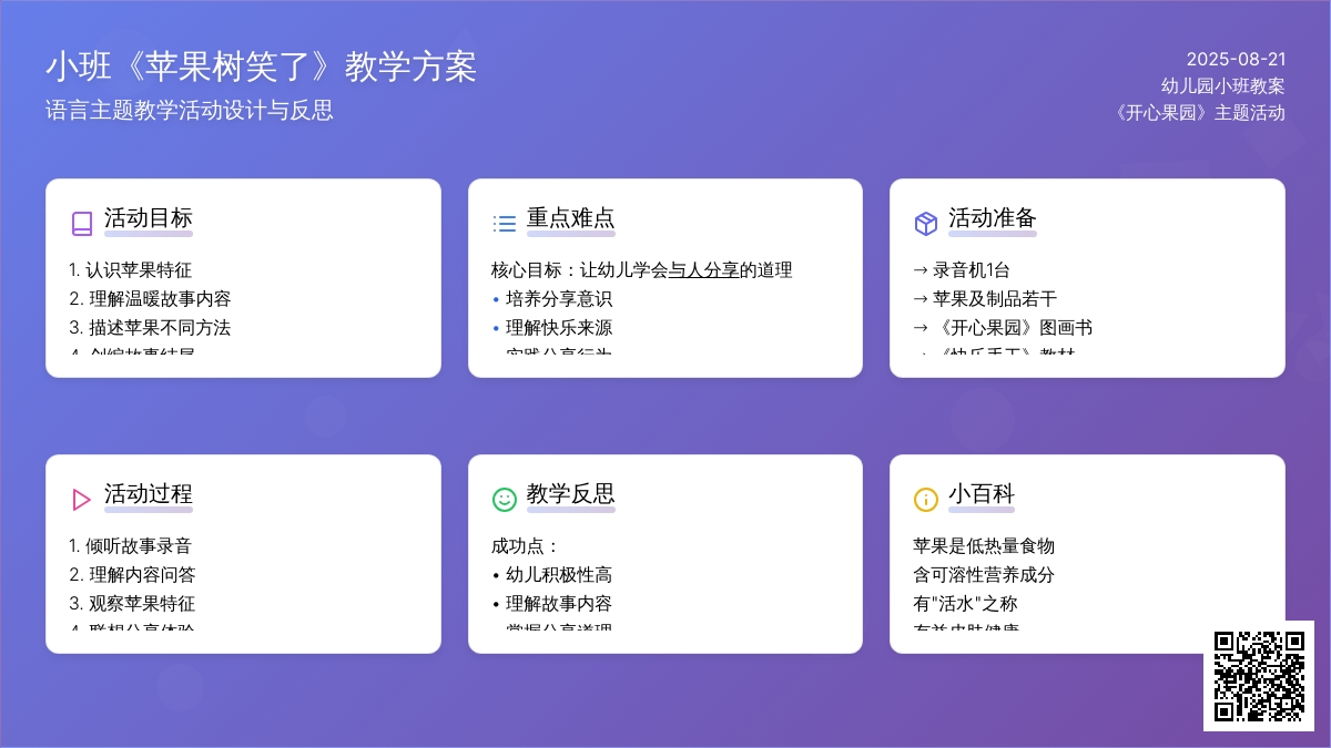 幼儿园小班教案《苹果树笑了》含反思
