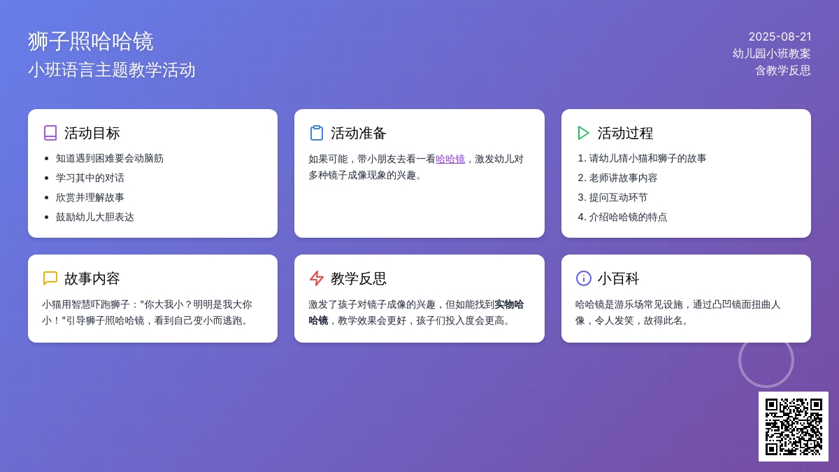 幼儿园小班教案《狮子照哈哈镜》含反思