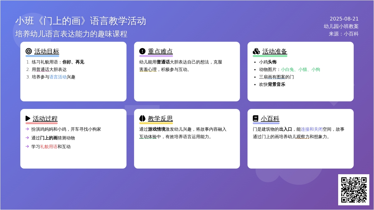 幼儿园小班教案《门上的画》含反思
