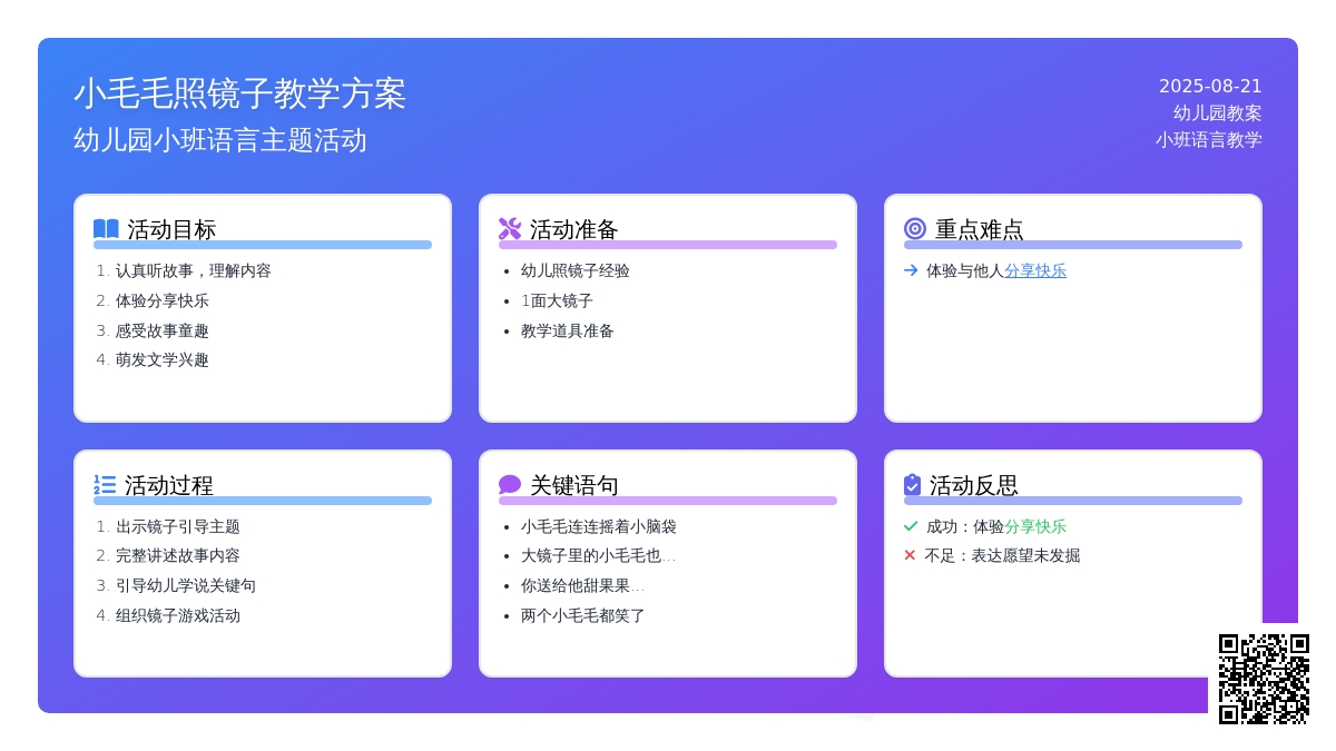 幼儿园小班教案《小毛毛照镜子》含反思