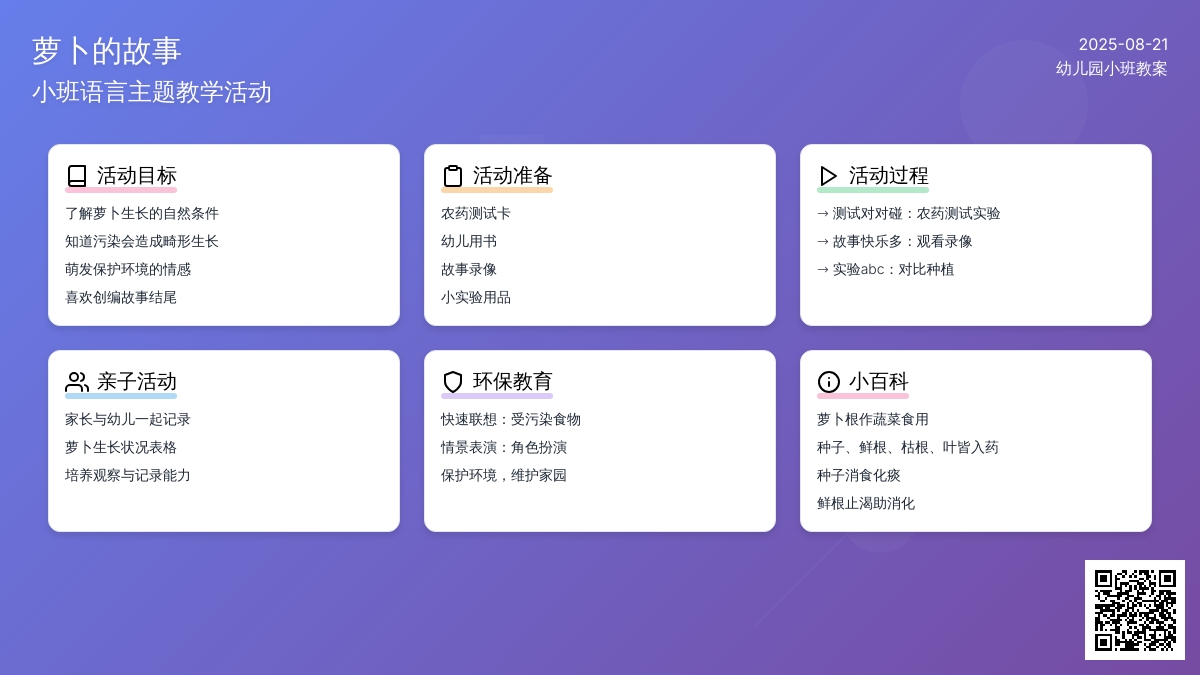 幼儿园小班教案《萝卜的故事》