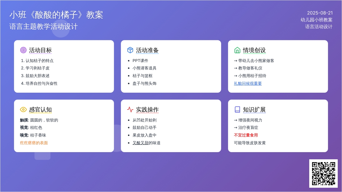 幼儿园小班教案《酸酸的橘子》