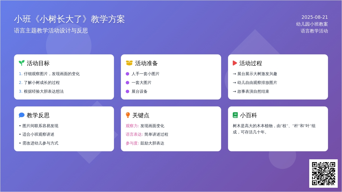 幼儿园小班教案《小树长大了》含反思
