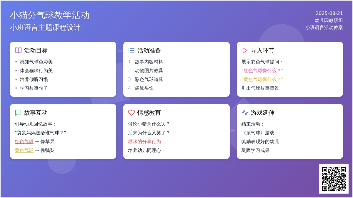 幼儿园小班教案《小猫分气球》