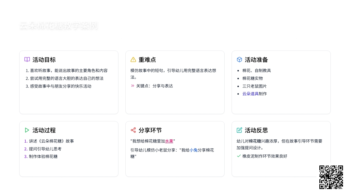 小班上学期语言教案《云朵棉花糖》含反思