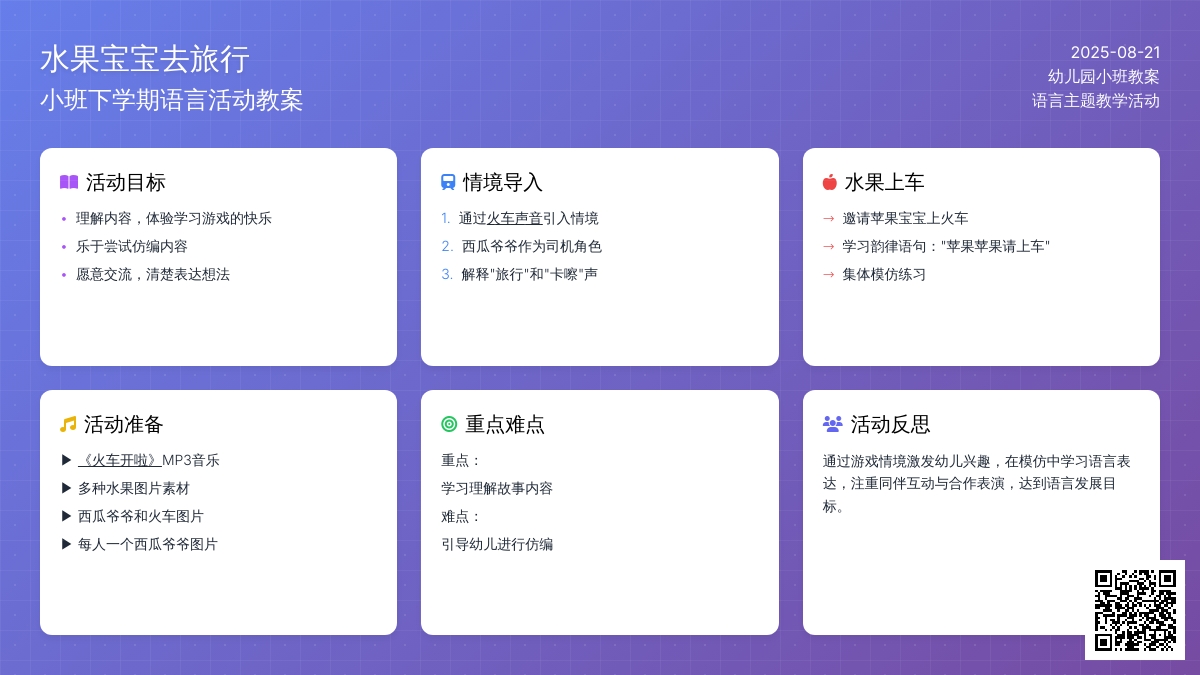 幼儿园小班下学期语言教案《水果孩子去旅行》含反思