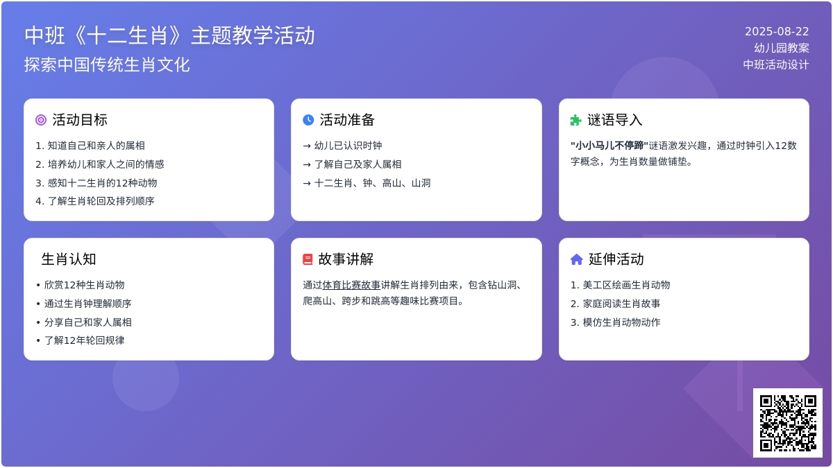 幼儿园中班教案《十二生肖》