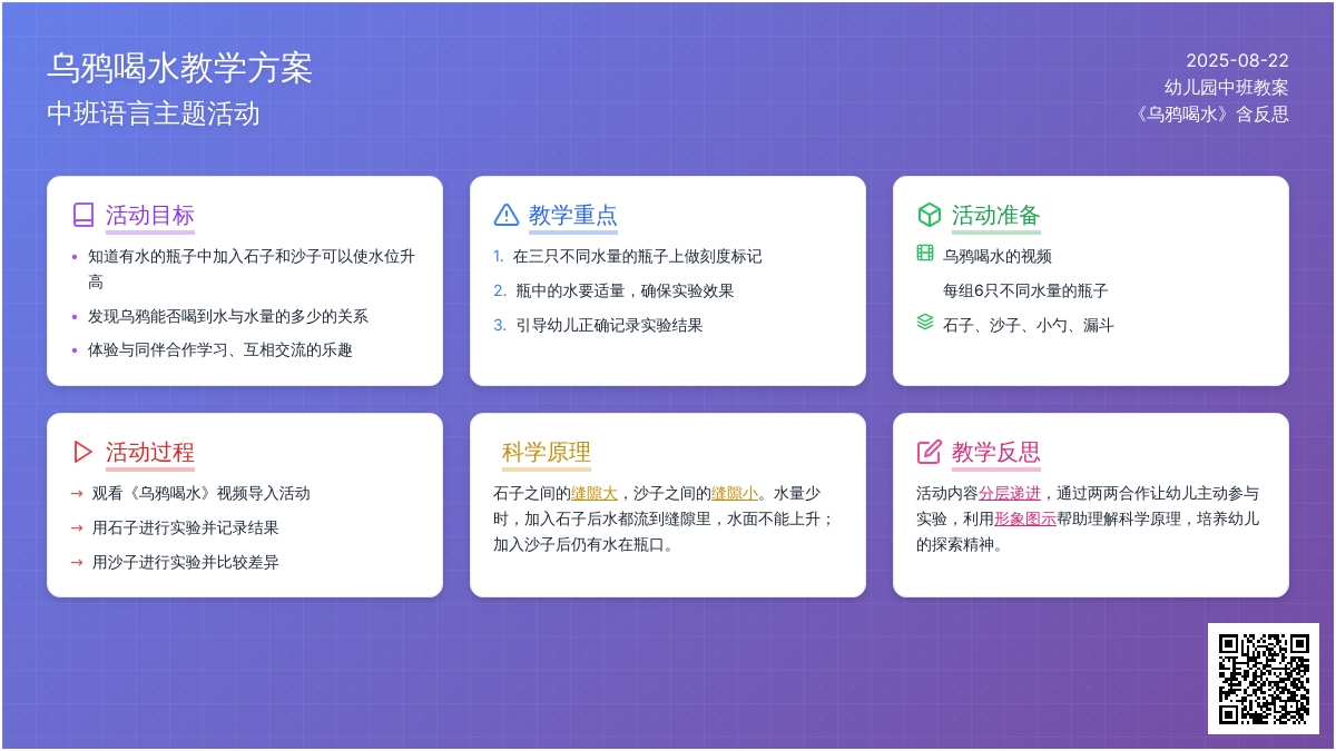 幼儿园中班教案《乌鸦喝水》含反思