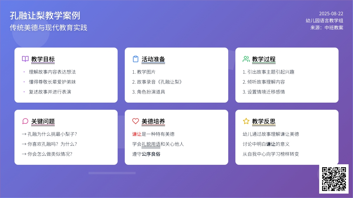 幼儿园中班教案《孔融让梨》含反思