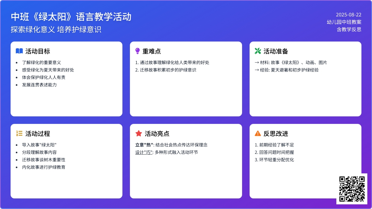 幼儿园中班教案《绿太阳》含反思