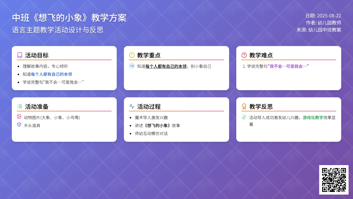 幼儿园中班教案《想飞的小象》含反思