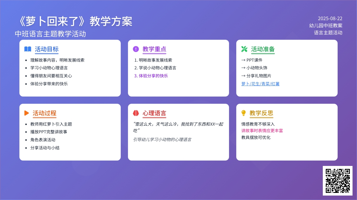 幼儿园中班教案《萝卜回来了》含反思