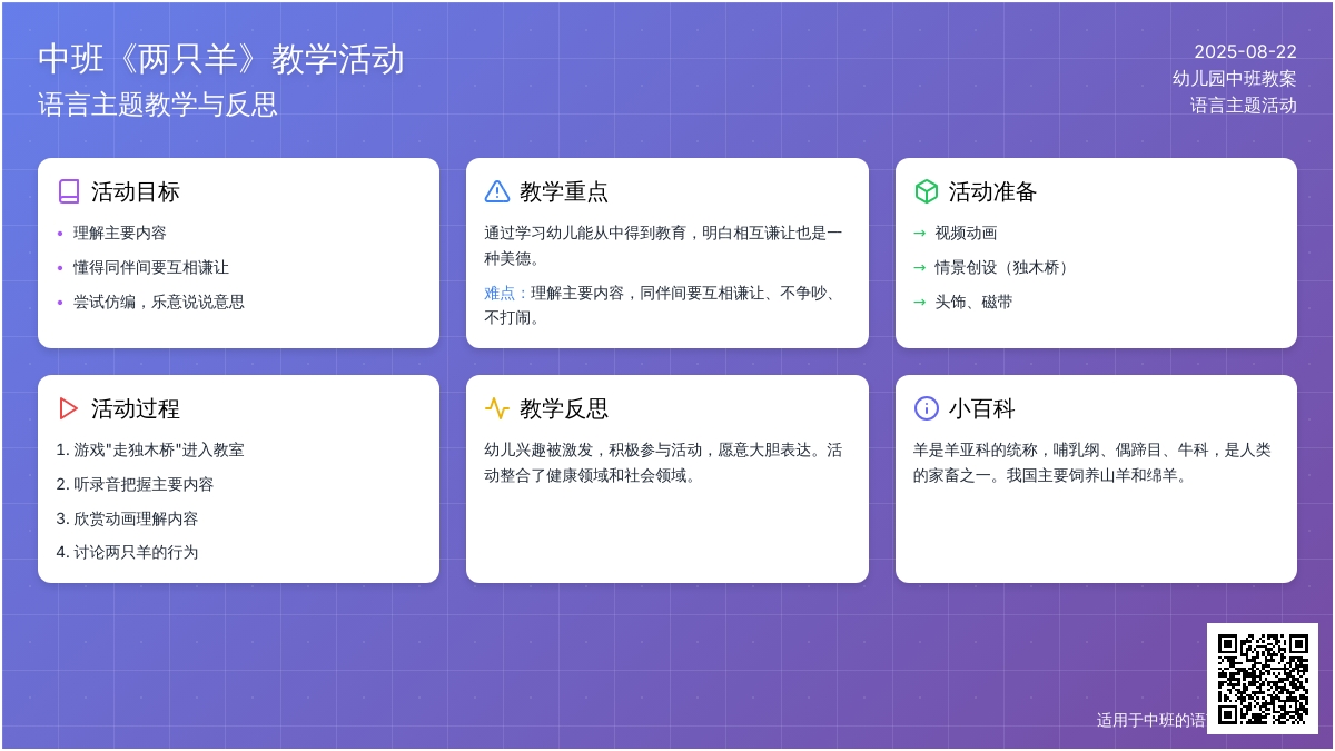 幼儿园中班教案《两只羊》含反思