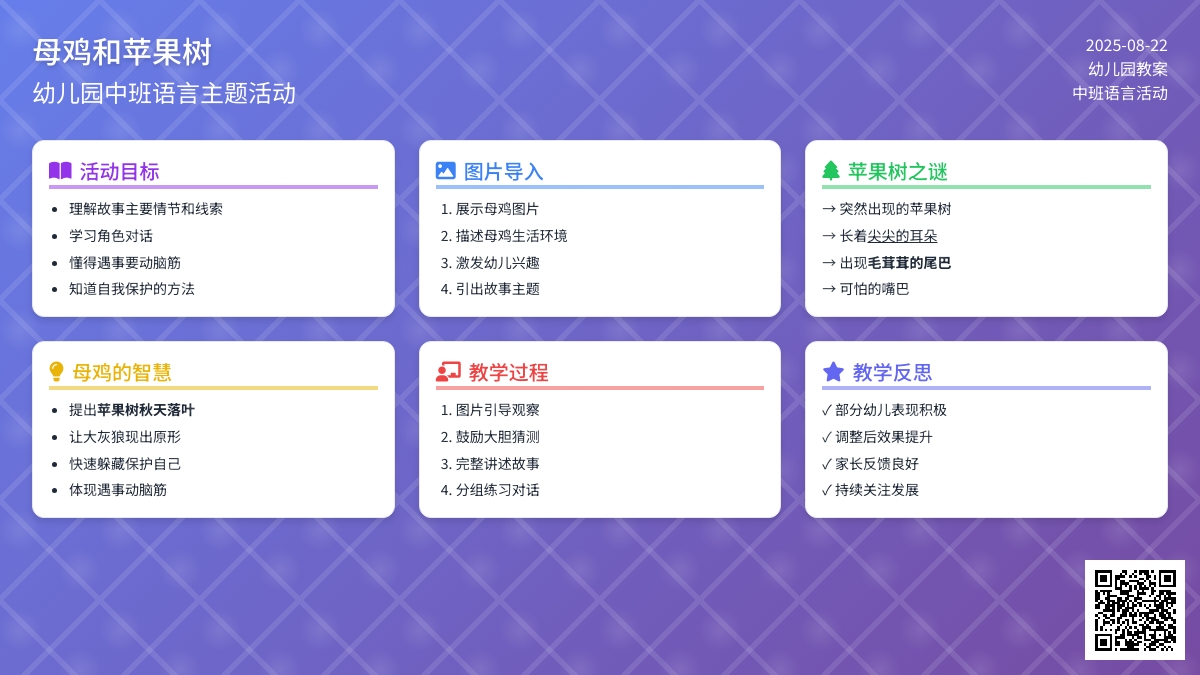 幼儿园中班教案《母鸡和苹果树》含反思