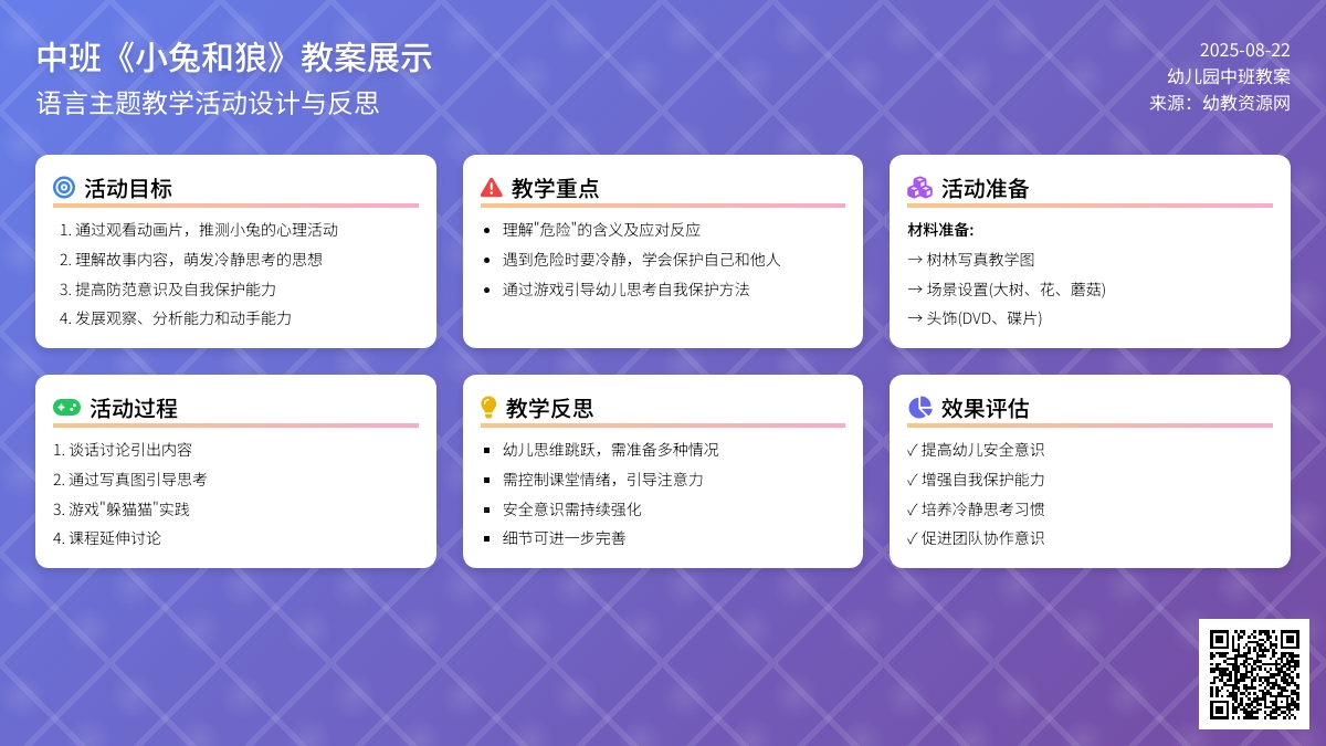 幼儿园中班教案《小兔和狼》含反思