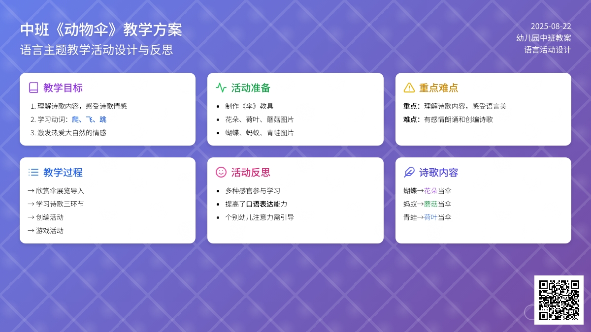 幼儿园中班教案《动物伞》含反思