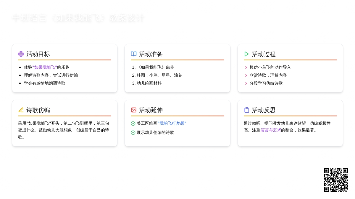幼儿园中班语言教案《如果我能飞》含反思