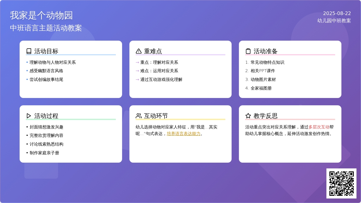 幼儿园中班教案《我家是个动物园》