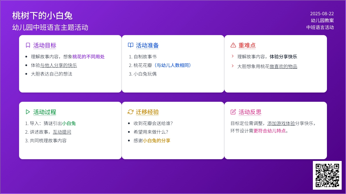 幼儿园中班教案《桃树下的小白兔》含反思