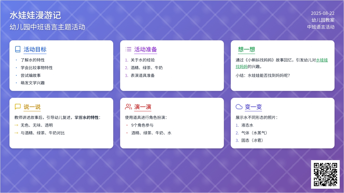 幼儿园中班教案《水娃娃漫游记》