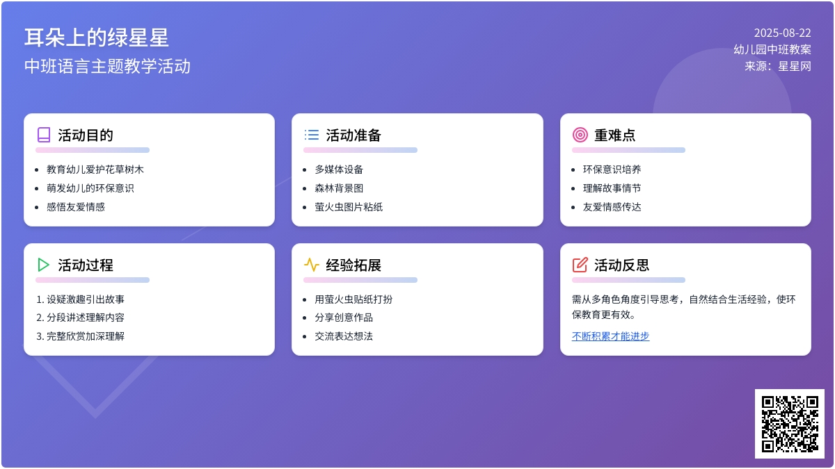 幼儿园中班教案《耳朵上的绿星星》含反思