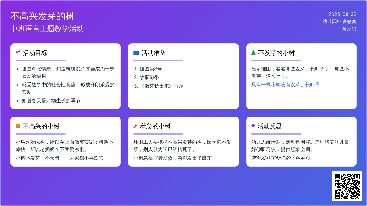 幼儿园中班教案《不高兴发芽的树》含反思