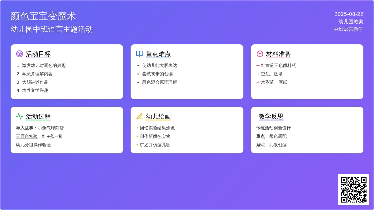 幼儿园中班教案《颜色孩子变魔术》含反思
