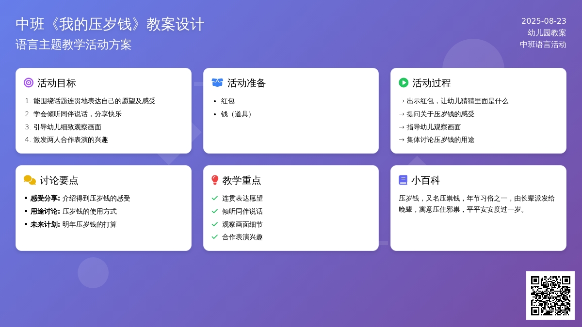 幼儿园中班教案《我的压岁钱》