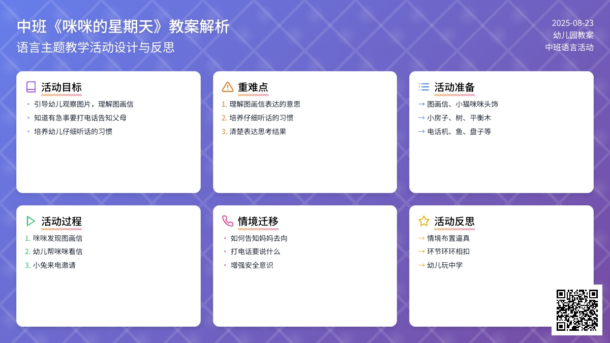 幼儿园中班教案《咪咪的星期天》含反思