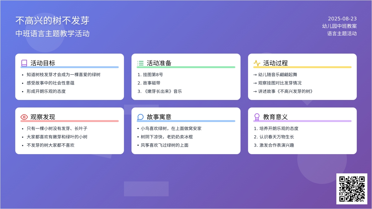 幼儿园中班教案《不高兴的树不发芽》