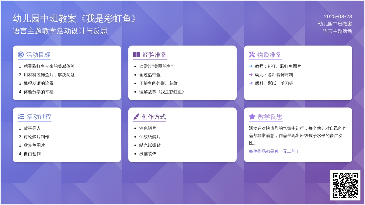 幼儿园中班教案《我是彩虹鱼》含反思
