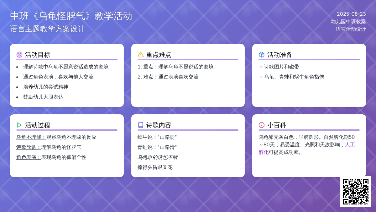 幼儿园中班教案《乌龟怪脾气》