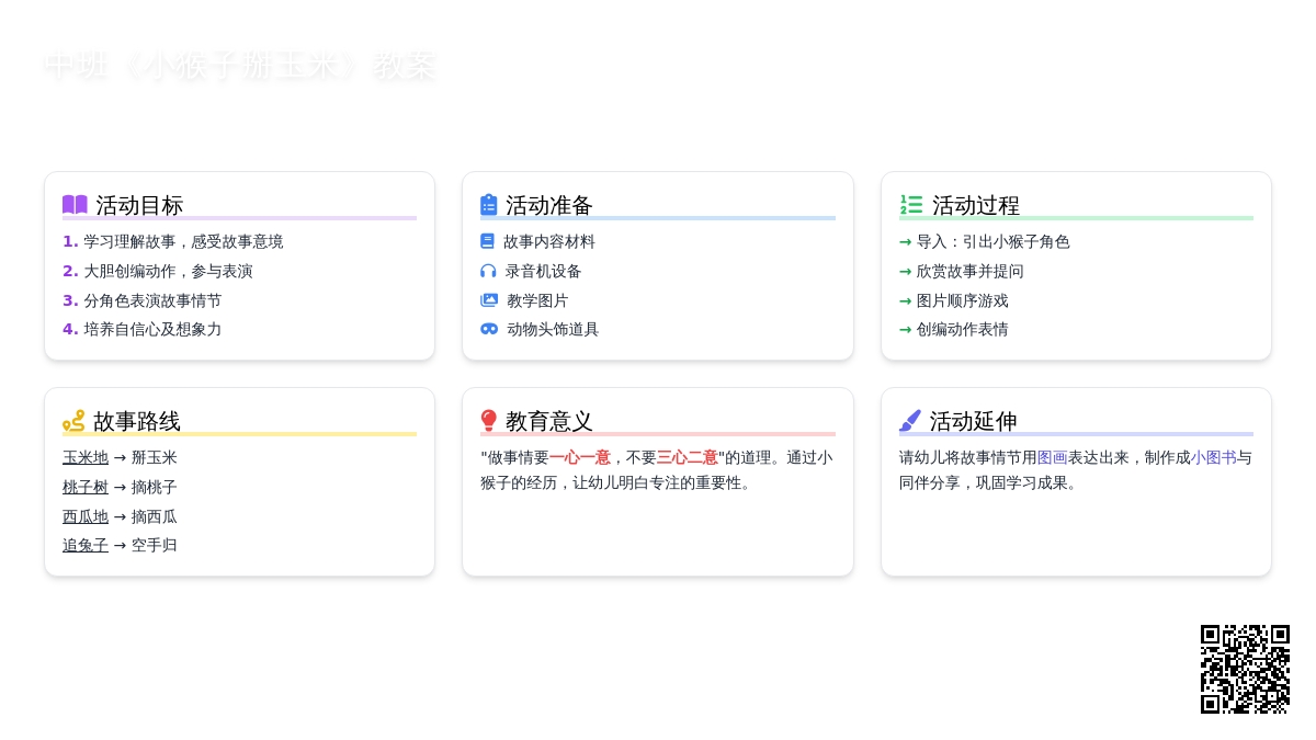 幼儿园中班教案《小猴子掰玉米》