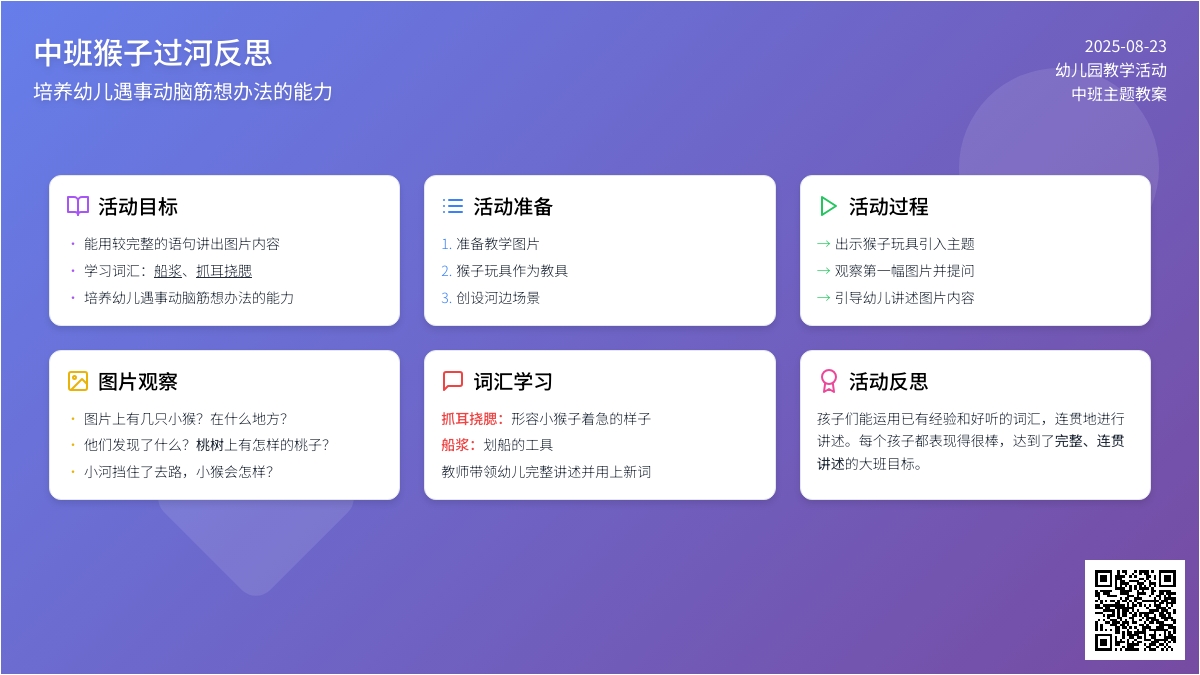 中班猴子过河教案反思