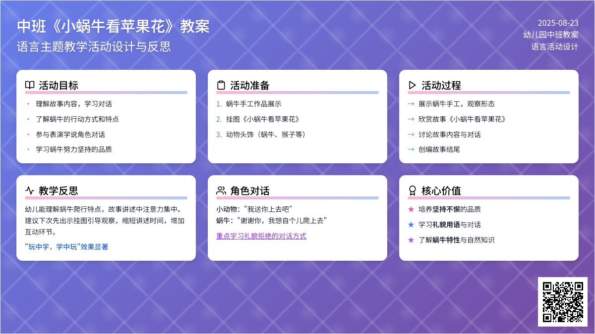 幼儿园中班教案《小蜗牛看苹果花》含反思