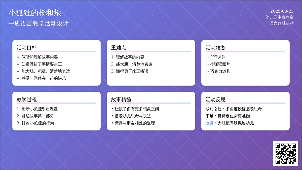 幼儿园中班下学期语言教案《小狐狸的枪和炮》含反思