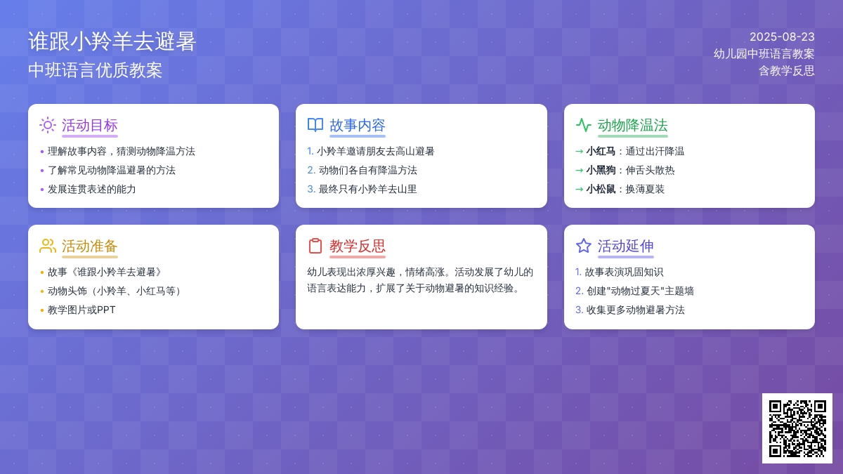 幼儿园中班语言优质教案《谁跟小羚羊去避暑》含反思