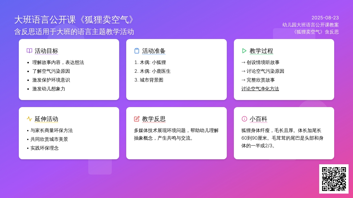 幼儿园大班语言公开课教案《狐狸卖空气》含反思