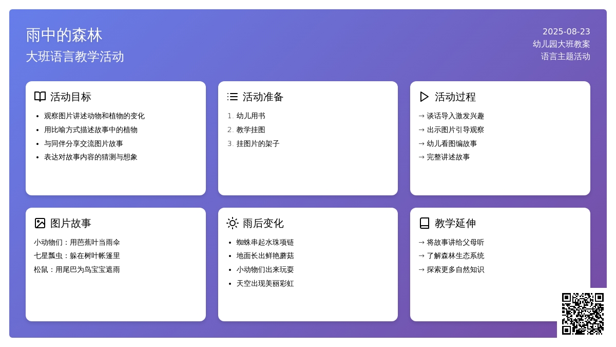 幼儿园大班语言教案《雨中的森林》