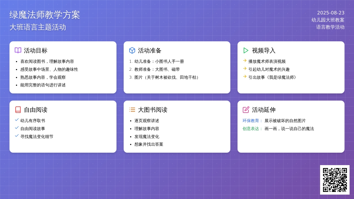 幼儿园大班上学期语言教案《绿魔法师》含反思