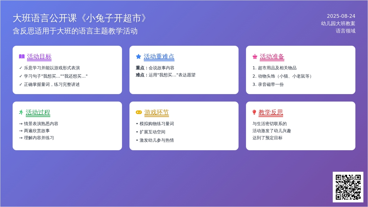 大班语言公开课教案《小兔子开超市》含反思