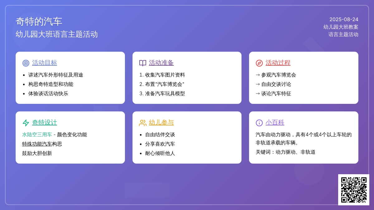 幼儿园大班教案《奇特的汽车》